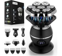 Rasoir Tete Chauve Homme, 7D Magnética Rasoir Électrique Homme- Recargable Tondeuse Crane Chauve Avec Écran Led- Humide/Sec Étanche