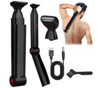 Rasoirs de dos pliables pour homme avec 2 têtes de rasoir flottantes, rasoir électrique à long manche, tondeuse pour le dos, la poitrine et les épaules - Tondeuse à cheveux rechargeable par USB