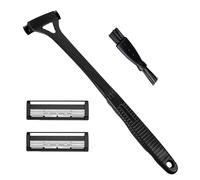 Rasoirs de dos pour homme, rasoir à dos à long manche, rasoir pour le dos, toiletteur arrière pliable pour homme avec 2 têtes, maille de protection ergonomique de précision pour le rasage du corps