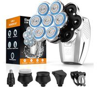 Rasoirs de tête 7D pour homme chauve, rasoir électrique amovible IPX7 étanche à l'eau avec écran LED humide et sec, rasoir rotatif 5 en 1 pour homme avec charge de type C