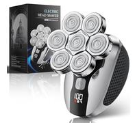 Rasoirs de tête pour hommes chauves, kit de toilettage électrique professionnel 5 en 1, rasoir électrique flottant 7D humide et sec pour têtes chauves avec écran intelligent LED et charge de type C
