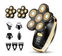 Rasoirs de tête pour hommes chauves - Rasoir électrique rotatif sans fil - Rasoir électrique rechargeable - Rasoir étanche pour homme - Kit de rasage multifonctionnel pour chauve