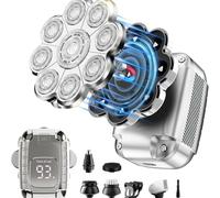 Rasoirs électriques 9D pour hommes chauves, kit de toilettage multifonction 5 en 1 avec écran LED, IPX7, étanche, humide, sec, rechargeable, pour homme, maison et voyage