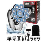 Rasoirs électriques améliorés pour homme, rasoirs rotatifs rechargeables 9D pour hommes chauves, kit 6 en 1, tondeuse à cheveux sans fil humide et sec avec écran LED, étanchéité IPX7, sac de rangement
