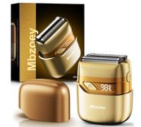 Rasoirs électriques pour homme, mini rasoir électrique, rasoir compact pour le visage, étanche IPX7, rasoir sans fil, écran LED, USB-C, idéal pour les voyages, or clair