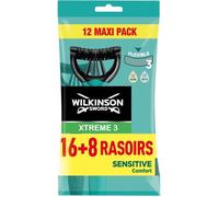 Rasoirs jetables - Wilkinson Sword - Xtreme 3 Pure Sensitive - 3 lames flexibles - Aloé vera - Pack de 24