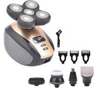 Rasoirs, Rasoir électrique 5 en 1 for hommes chauves, rasoir électrique humide et sec, rasoir rotatif étanche, rasoir électrique rechargeable