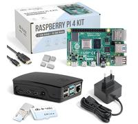 Raspberry Pi 4 8 Go Kit | Édition 64 Go | Bloc d'alimentation Officiel 15 W | Boîtier Officiel Noir | Câble Micro HDMI 4K | Kit dissipateur Thermique