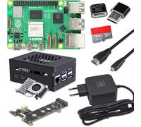 Raspberry Pi 5 8 Go PCIe M.2 NVMe Kit | Boîtier en métal | Cooler actif | Carte M.2 NVMe SSD PCIe | Bloc d'alimentation USB-C 27 W | Carte SD 64 Go | Câble Micro HDMI 4K