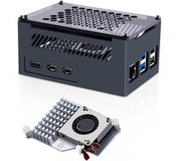Raspberry Pi 5 Aluminium Boîtier avec Official Active Cooler,Support PCIe M.2 NVMe SSD Shield Top X1001/X1000/X1003/N04/N05