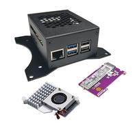 Raspberry Pi 5 Boîtier Big avec supports VESA amovibles et Active Cooler + Shield PCIe M.2 NVMe SSD (Case Big + Shield NVMe)