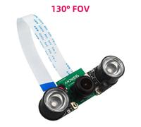 Raspberry Pi 5-Caméra 8MP avec Vision Nocturne IMX219 77 ° 130 ° 200 ° FOV Fisheye Wild MINI CSI + 2 Lumières Infrarouges pour RPI 5 Pi5 - Type 130 with LED