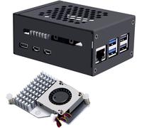 Raspberry Pi 5 Metal Boîtier avec Official Active Cooler, Support PCIe M.2 NVMe SSD Shield Top X1001 / X1000 / X1003 / N04 / N05