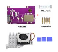 Raspberry Pi 5 PCIe vers M.2 NVMe SSD,prend en charge Gen2/3,taille adaptée 2230 2242 2280 PCIE SSD 6 000 cartes pour Pi5 RPi 5 - Type 2280-Cooler