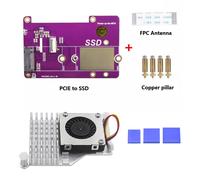 Raspberry Pi 5 PCIe vers M.2 NVMe SSD,prend en charge Gen2/3,taille adaptée 2230 2242 2280 PCIE SSD 6 000 cartes pour Pi5 RPi 5 - Type 2242-Cooler