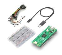 Raspberry Pi Pico Kit Raspberry Pi Pico H avec platine d'expérience, câble USB et câbles de démarrage, Raspberry Pi Pico avec kit d'en-têtes pré-soudés