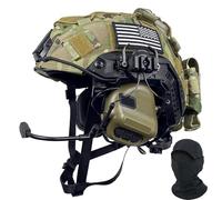 RASPIO Casque Tactique avec Oreillette, Casque Ajustable avec Housse pour Équipement Militaire, Airsoft et Cosplay(L)