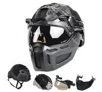 RASPIO Ensemble Casque Tactique Airsoft Réglable avec Masque, Housse et Lunettes pour Cosplay Militaire et Équipement Airsoft Tactique(Black)