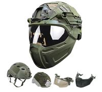 RASPIO Ensemble Casque Tactique Airsoft Réglable avec Masque, Housse et Lunettes pour Cosplay Militaire et Équipement Airsoft Tactique(Green)