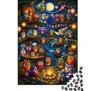 Rassemblement de Hiboux Puzzle Mini 1000 Pièces pour Adultes | 38x26cm Carton Décor Maison Découpe Précise Cadeau Anniversaire Détente