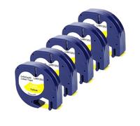 Rassette d'étiquette Compatible 12 mm Compatible avec LT100H 100T Comprend 5 10 20 Pack 91201 12267 91221 91331 91202 91200(5PK Black on Yellow)
