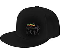 Rasta Lion of Judah Flat Brim Casquette de baseball réglable pour homme et femme Noir, couleur photo, taille unique