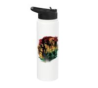 Rasta reggae Lion Racines rastafariennes Lion de Juda Jamaïque Stainless Steel Insulated Water Bottle