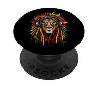 Rasta Reggae Music Lion of Judah Rastafari Pride Jamaika Jah PopSockets PopGrip Adhésif