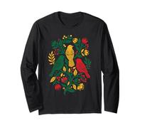 Rasta Reggae Roots Three Birds Jamaica Folk Art Floral Manche Longue