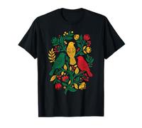 Rasta Reggae Roots Three Birds Jamaica Folk Art Floral T-Shirt