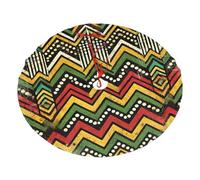 Rasta-Zigzag Jupe de sapin de Noël en peluche fine en flanelle douce avec attaches rouges Facile à installer