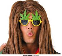 Rastafari Lunettes de fête Jamaïque Accessoire Marihuana Look Fête à thème Lunettes adultes Enterrement de vie de garçon Spectacle Hibiscus Flair, couleur : vert