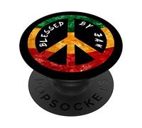 Rastafari Peace Sign Gift Blessed by Jah Rasta Reggae print PopSockets Support et Grip pour Smartphones et Tablettes