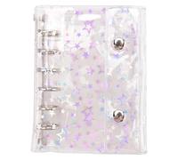 Rastapulz A7 Budget Binder Cover Clear PVC 6 Ring Binder Glitter Star Rechargeable Notebook Shell Protector avec 2 Snaps