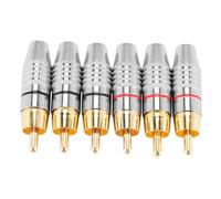 Rastapulz Adaptateur Mâle, Connecteur Audio à Souder Plaqué Or Phono, Haut de Gamme - Pack de 6, Argent