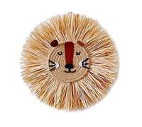 Rastapulz Art Mural Tête d'animal Tricoté à la Main à Suspendre, Fil de Coton Tissage Paille Pompons de Dessin Animé Barbe Lion Tigres Pendentif en Macramé Facile à Utiliser