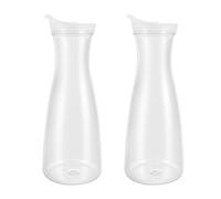 Rastapulz Cke Lot de 2 carafes à eau en plastique de 1 l avec couvercles à rabat blancs - Carafes incassables et recyclables - Verre à jus