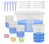 Rastapulz Gobelet doseur pour mélanger la résine de silicone pour les besoins en résine, bol de 600 ml, 250 et 100 ml d'épaisseur, gobelets en silicone réutilisables