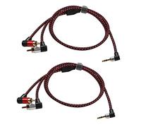 Rastapulz Lot de 2 câbles répartiteurs jack mâle 3,5 mm mâle vers 2 RCA mâle coudé à angle droit stéréo AUX Y Câble répartiteur microphone femelle pour ordinateur portable 1 m