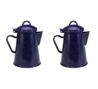 Rastapulz Lot de 2 cafetières en émail de 1,2 l - Bouilloire à main - Décoration ciel étoilé - Bleu