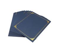 Rastapulz Lot de 25 porte-certificats pour diplômes avec bordure dorée sur papier bleu pour format 8,5 x 11 cm (taille de la lettre).