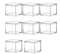 Rastapulz Lot de 8 boîtes à bijoux carrées en plastique acrylique transparent - Mini boîte de rangement avec couvercle - Mini boîte de rangement carrée - 120 ml