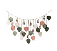 Rastapulz Macramé - 75 x 120 cm - Tapis mural bohème élégant avec guirlande de feuilles et pompons - Décoration pour chambre à coucher et salon