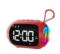 Rastapulz Réveil Portable Radio-Réveil FM, Enceintes Bluetooth avec Radio FM et Lumière Nocturne Colorée, Caisson de Basses avec Affichage à Intensité Variable, Double Alarme, Lecteur de Musique - Rou