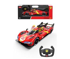 RASTAR 10110 1/14 Modèle de voiture télécommandée Ferrari 499P sous licence officielle avec télécommande 2,4 GHz, interrupteur à 2 vitesses, portes ouvertes, suspension indépendante, lampes de travail