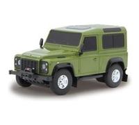 Jamara 405154 - Land Rover Defender 1:24 Vert -Voiture RC, sous Licence Officielle, Environ 1 Heure de Conduite, 9 Km/h, intérieur détaillé, Finition de Haute qualité, éclairage LED