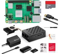 RasTech Raspberry Pi 5 8GO Starter Kit 32GO Edition avec Active Cooler,Alimentation PD 27W 5.1V5A USB-C,Pi5 8GO Board,Boîtier Pi 5,Lecteur de Carte,1 Câbles de HD Out 4K et Tournevis