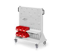 RasterMobil Taille 3 RAL 7035, H1230 x L1000 x T500 mm - 1 x support pour outils - 15 pièces, 1 x fond en acier 450 mm, 6 x boîtes de rangement Taille 6