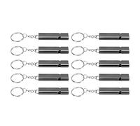 RASTKY 10pcs Couchure d'urgence avec Porte-clés - Fréquence Haute à Double Tube en Aluminium Camping en Alliage, Randonnée, Pêche, Navigation de Plaisance, Formation pour Chiens, et Plus - (Black)