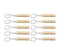 RASTKY 10pcs Couchure d'urgence avec Porte-clés - Fréquence Haute à Double Tube en Aluminium Camping en Alliage, Randonnée, Pêche, Navigation de Plaisance, Formation pour Chiens, et Plus - (Gold)